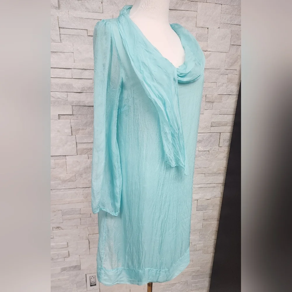 🇮🇹Viscose & Silk Light Blue Tunic Dress – Soch Paris – - Picture 6 of 8